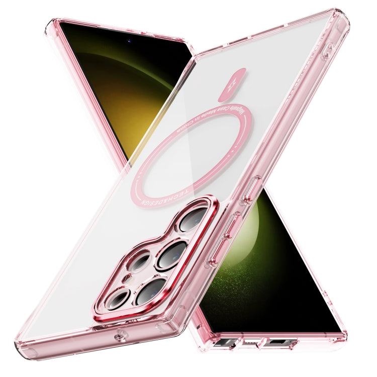 For Samsung Galaxy S23 Ultra 5G Airbag Magsafe PC Hybrid TPU Phone Case(Clear Pink) by buy2fix