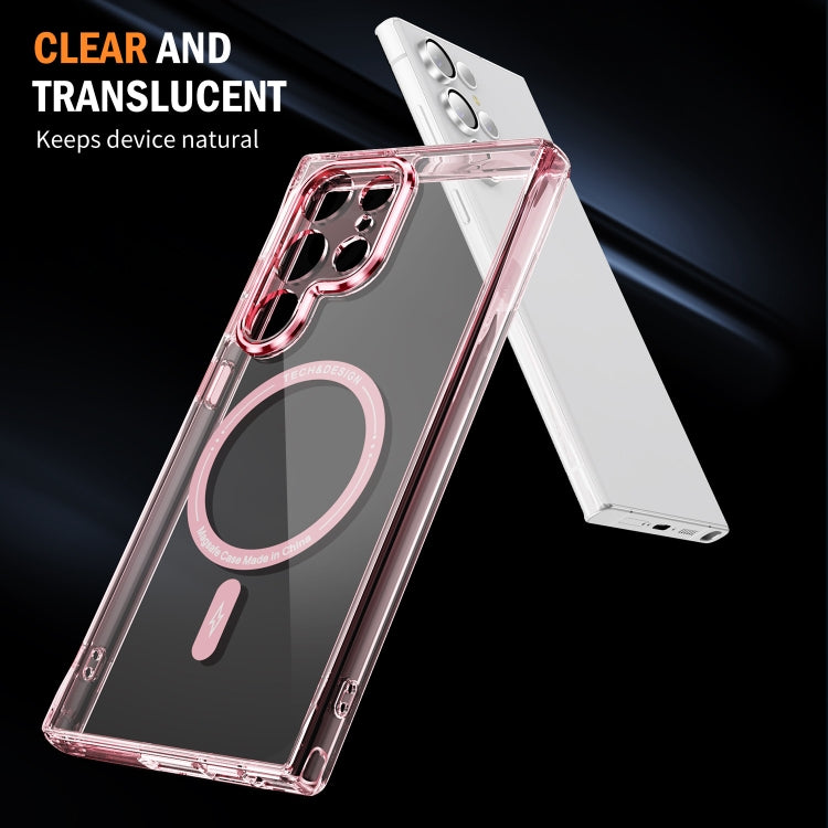 For Samsung Galaxy S23 Ultra 5G Airbag Magsafe PC Hybrid TPU Phone Case(Clear Pink) by buy2fix