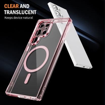 For Samsung Galaxy S23 Ultra 5G Airbag Magsafe PC Hybrid TPU Phone Case(Clear Pink) by buy2fix