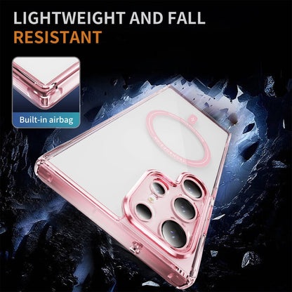 For Samsung Galaxy S23 Ultra 5G Airbag Magsafe PC Hybrid TPU Phone Case(Clear Pink) by buy2fix