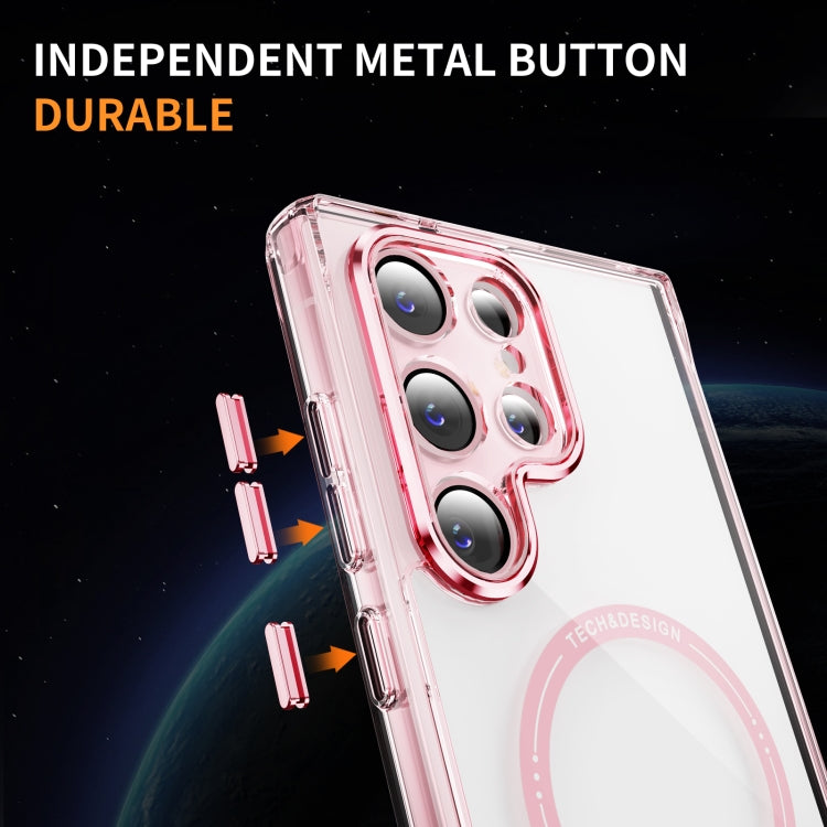 For Samsung Galaxy S23 Ultra 5G Airbag Magsafe PC Hybrid TPU Phone Case(Clear Pink) by buy2fix
