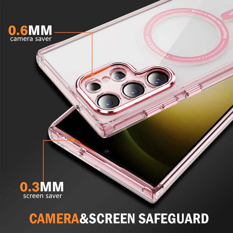 For Samsung Galaxy S23 Ultra 5G Airbag Magsafe PC Hybrid TPU Phone Case(Clear Pink) by buy2fix