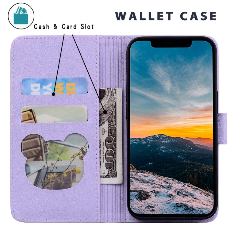 For Google Pixel 9 / 9 Pro Cute Cat Embossed Leather Phone Case(Purple) by buy2fix