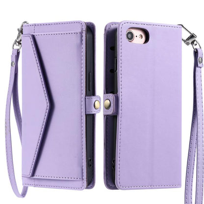 For iPhone 16e Wallet Multi-card Slot Leather Phone Case with Lanyard(Purple) - iPhone 16e Cases by buy2fix | Online Shopping UK | buy2fix