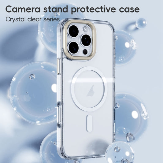For iPhone 16 Mirror Crystal Clear Lens Holder MagSafe Magnetic Phone Case(Transparent) by buy2fix