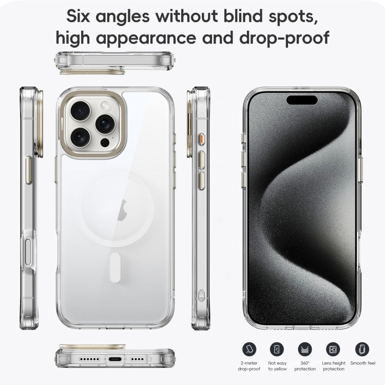 For iPhone 16 Mirror Crystal Clear Lens Holder MagSafe Magnetic Phone Case(Transparent Grey) - iPhone 16 Cases by buy2fix | Online Shopping UK | buy2fix