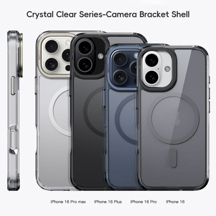 For iPhone 16 Pro Max Frosted Crystal Clear Lens Holder MagSafe Magnetic Phone Case(Transparent Black) - iPhone 16 Pro Max Cases by buy2fix | Online Shopping UK | buy2fix