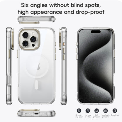 For iPhone 16 Frosted Crystal Clear Lens Holder MagSafe Magnetic Phone Case(Transparent Grey) - iPhone 16 Cases by buy2fix | Online Shopping UK | buy2fix