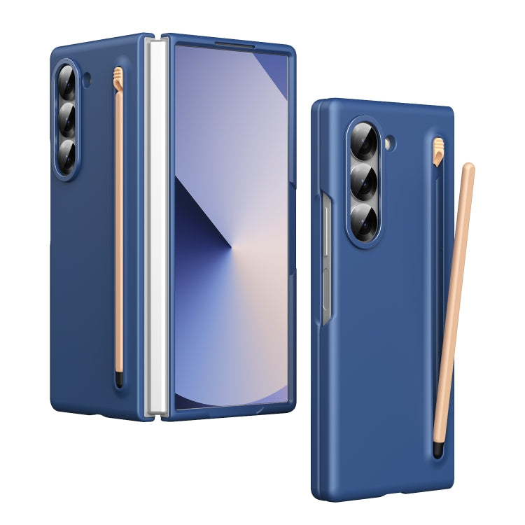 For Samsung Galaxy Z Fold6 Skin Feel Foldable Shockproof Phone Case with Capacitive Stylus(Blue) - Galaxy Z Fold6 5G Cases by buy2fix | Online Shopping UK | buy2fix