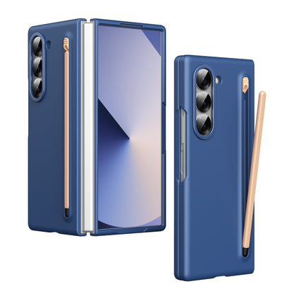 For Samsung Galaxy Z Fold6 Skin Feel Foldable Shockproof Phone Case with Capacitive Stylus(Blue) - Galaxy Z Fold6 5G Cases by buy2fix | Online Shopping UK | buy2fix