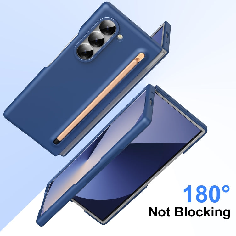 For Samsung Galaxy Z Fold6 Skin Feel Foldable Shockproof Phone Case with Capacitive Stylus(Blue) - Galaxy Z Fold6 5G Cases by buy2fix | Online Shopping UK | buy2fix