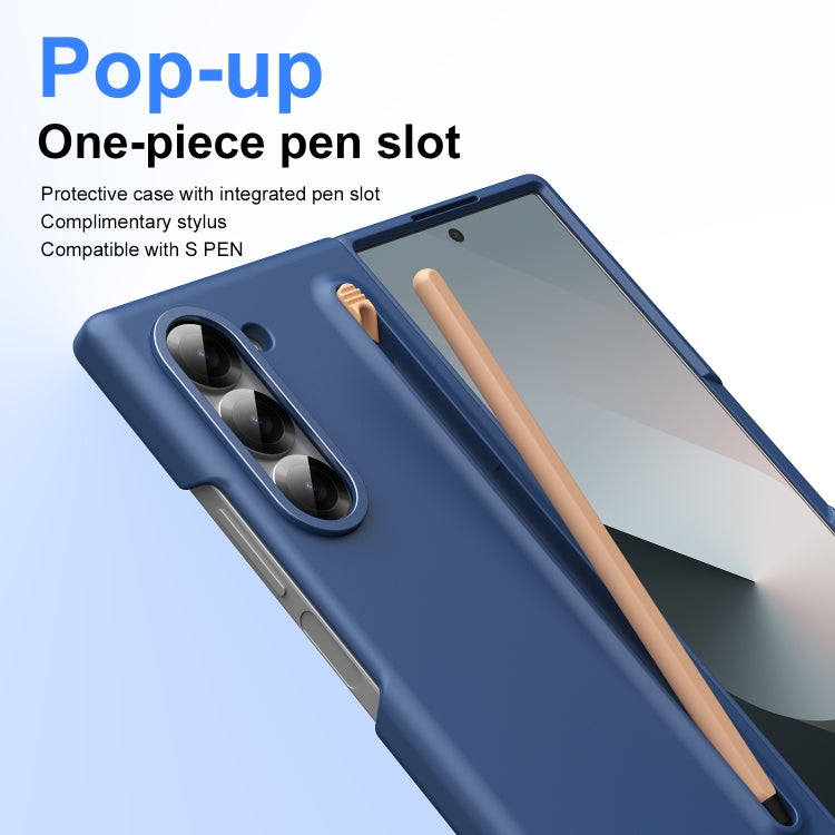 For Samsung Galaxy Z Fold6 Skin Feel Foldable Shockproof Phone Case with Capacitive Stylus(Blue) - Galaxy Z Fold6 5G Cases by buy2fix | Online Shopping UK | buy2fix