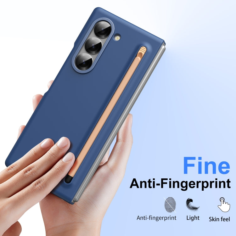 For Samsung Galaxy Z Fold6 Skin Feel Foldable Shockproof Phone Case with Capacitive Stylus(Blue) - Galaxy Z Fold6 5G Cases by buy2fix | Online Shopping UK | buy2fix