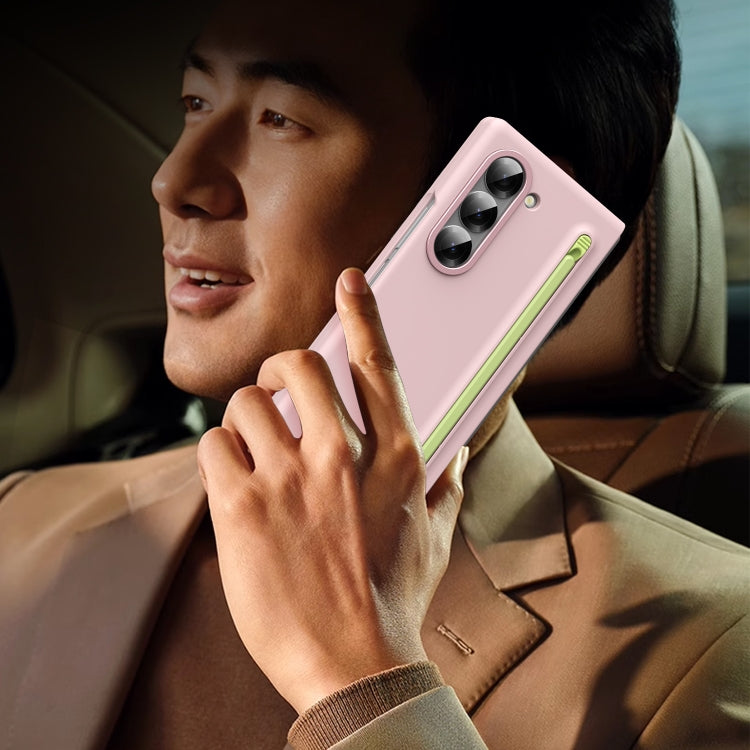 For Samsung Galaxy Z Fold6 Integrated Skin Feel Foldable Phone Case with Capacitive Stylus(Pink) - Galaxy Z Fold6 5G Cases by buy2fix | Online Shopping UK | buy2fix