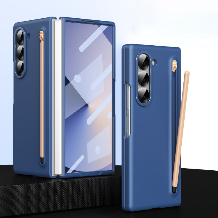 For Samsung Galaxy Z Fold6 Integrated Skin Feel Foldable Phone Case with Capacitive Stylus(Blue) - Galaxy Z Fold6 5G Cases by buy2fix | Online Shopping UK | buy2fix