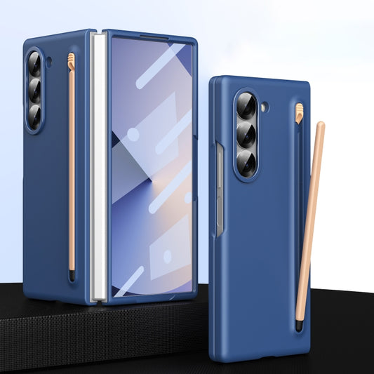 For Samsung Galaxy Z Fold6 Integrated Skin Feel Foldable Phone Case with Capacitive Stylus(Blue) - Galaxy Z Fold6 5G Cases by buy2fix | Online Shopping UK | buy2fix