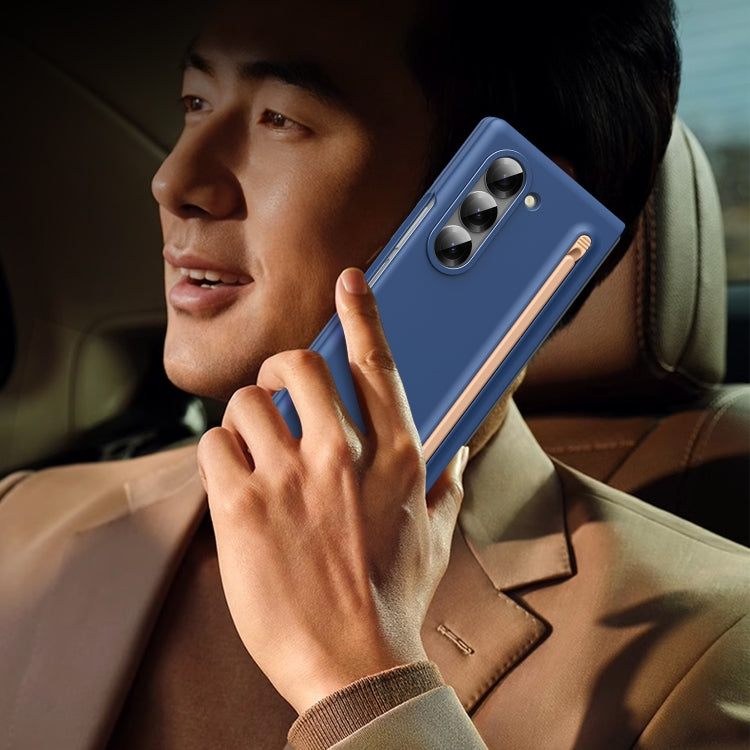 For Samsung Galaxy Z Fold6 Integrated Skin Feel Foldable Phone Case with Capacitive Stylus(Blue) - Galaxy Z Fold6 5G Cases by buy2fix | Online Shopping UK | buy2fix