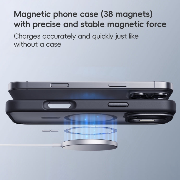 For iPhone 16 Pro Frosted Lens Holder MagSafe Magnetic Phone Case(Black) - iPhone 16 Pro Cases by buy2fix | Online Shopping UK | buy2fix