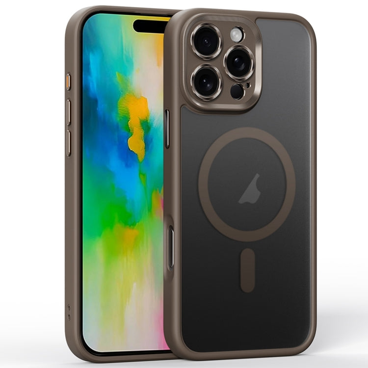 For iPhone 16 Pro Fine Hole Frosted MagSafe Magnetic Phone Case(Titanium Rose Gold) - iPhone 16 Pro Cases by buy2fix | Online Shopping UK | buy2fix