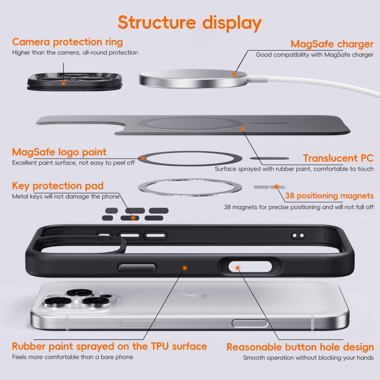 For iPhone 16 Pro Fine Hole Frosted MagSafe Magnetic Phone Case(Black) - iPhone 16 Pro Cases by buy2fix | Online Shopping UK | buy2fix