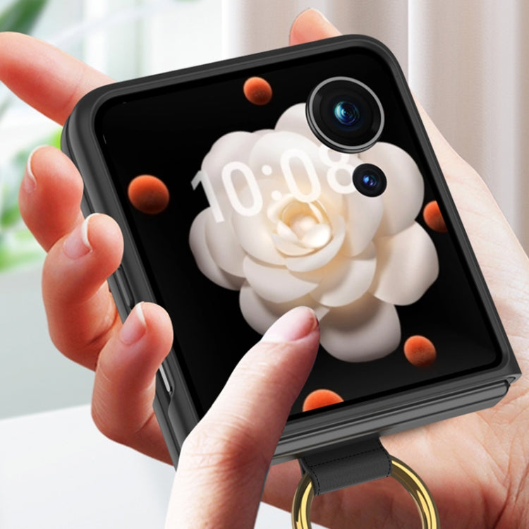 For Honor Magic V Flip GKK Ultra-thin Full Coverage Phone Case with Ring(Black) by GKK