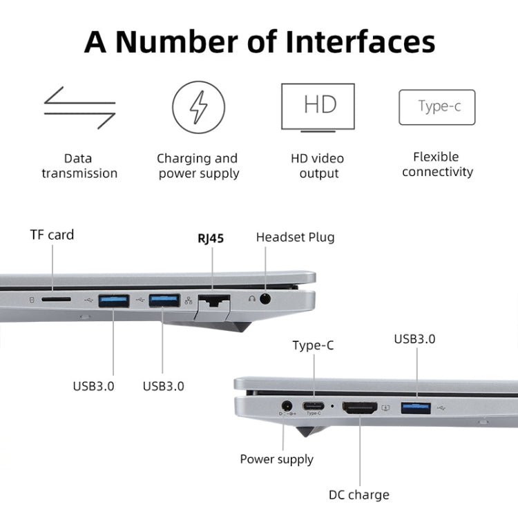 14 inch Windows 11 Laptop, 16GB+256GB, Gen 5th Intel Core i3 CPU, 180 Degree Rotation Axis(Silver) - Others by buy2fix | Online Shopping UK | buy2fix