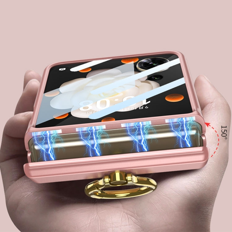 For Honor Magic V Flip GKK Integrated Magnetic Folding Hinge Full Coverage Phone Case with Ring Holder(Silver) by GKK