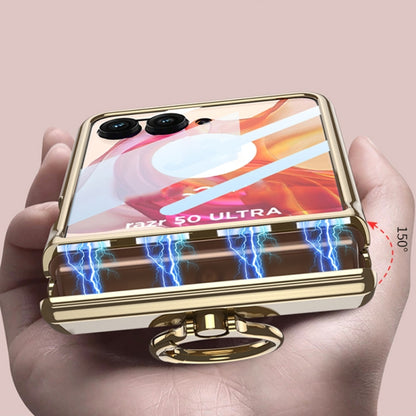 For Motorola Razr 50 Ultra GKK Integrated Magnetic Folding Phantom Rotary Phone Case with Ring Holder(Champagne Gold) by GKK