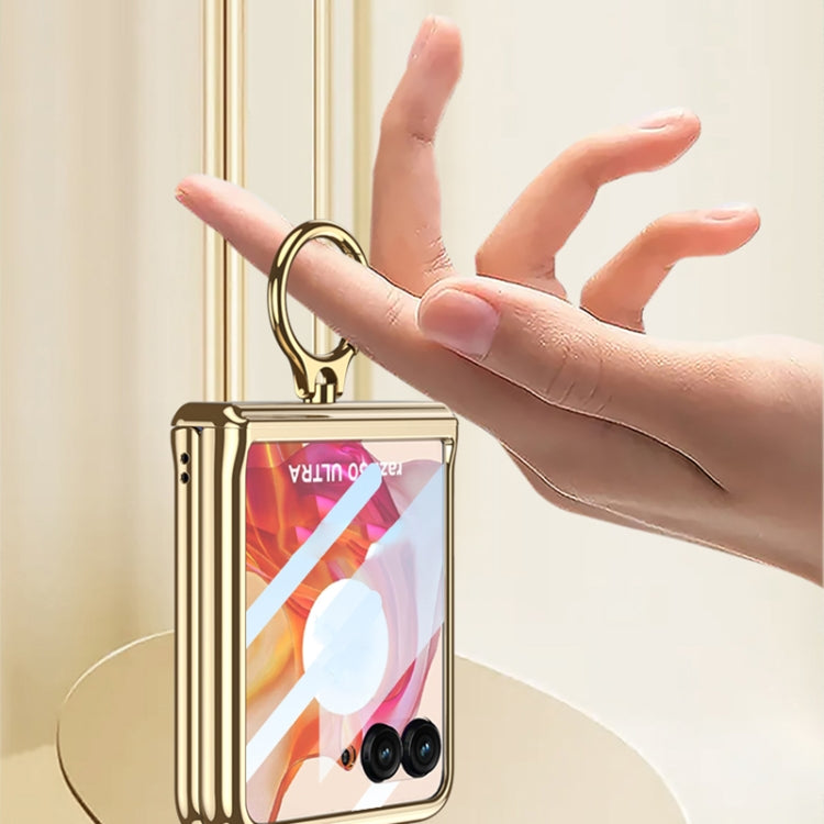 For Motorola Razr 50 Ultra GKK Integrated Magnetic Folding Phantom Rotary Phone Case with Ring Holder(Champagne Gold) by GKK