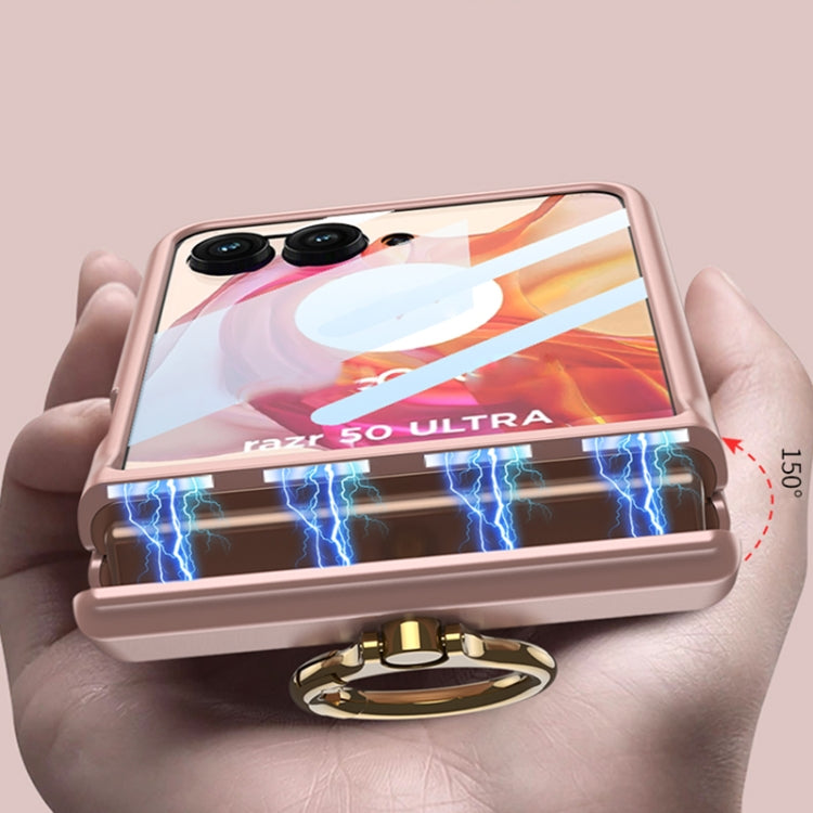 For Motorola Razr 50 Ultra GKK Integrated Magnetic Hinged Flip Case with Ring Holder(Pink) by GKK