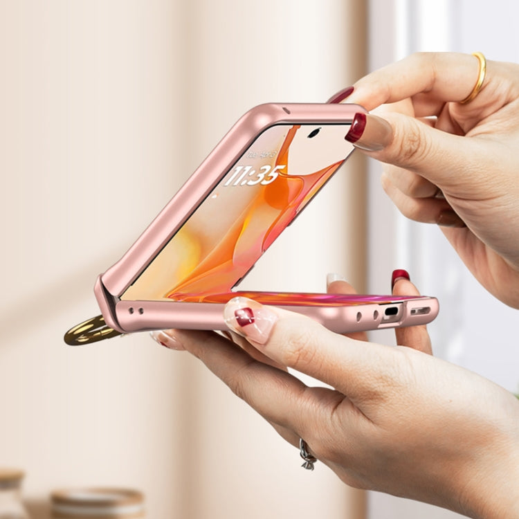 For Motorola Razr 50 Ultra GKK Integrated Magnetic Hinged Flip Case with Ring Holder(Pink) by GKK