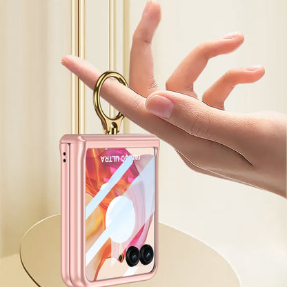 For Motorola Razr 50 Ultra GKK Integrated Magnetic Hinged Flip Case with Ring Holder(Pink) by GKK
