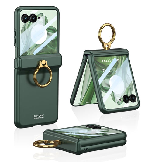 For Motorola Razr 50 Ultra GKK Integrated Magnetic Hinged Flip Case with Ring Holder(Green) by GKK