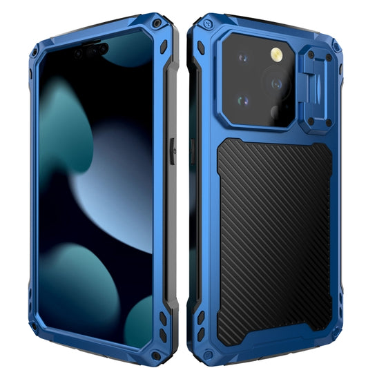 For iPhone 15 Pro Lens Holder Metal IP54 Life Waterproof Three-proof MagSafe Phone Case(Blue) - iPhone 15 Pro Cases by buy2fix | Online Shopping UK | buy2fix