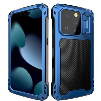 For iPhone 15 Pro Max Lens Holder Metal IP54 Life Waterproof Three-proof MagSafe Phone Case(Blue) - iPhone 15 Pro Max Cases by buy2fix | Online Shopping UK | buy2fix