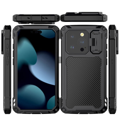 For iPhone 15 Pro Lens Holder Metal IP54 Life Waterproof Three-proof MagSafe Phone Case(Black) - iPhone 15 Pro Cases by buy2fix | Online Shopping UK | buy2fix