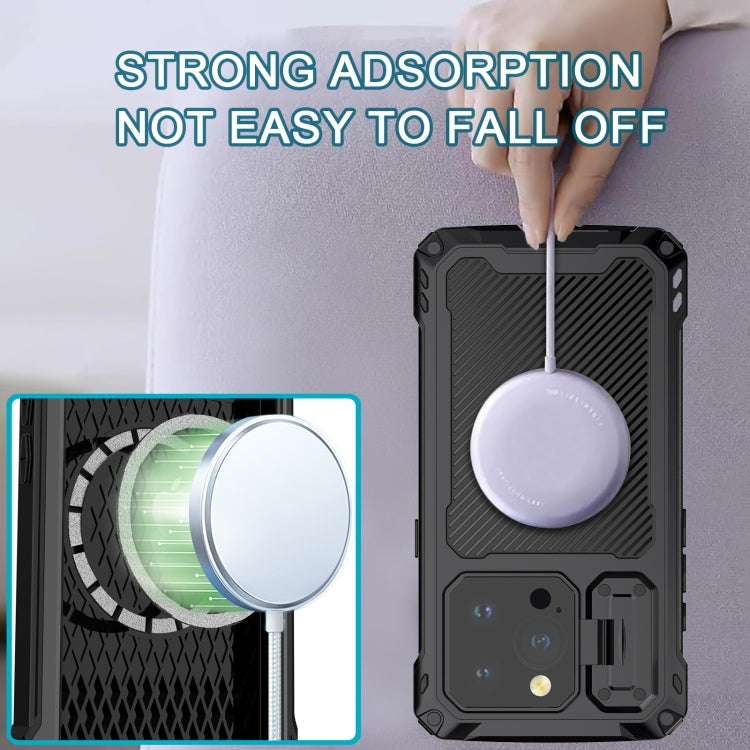 For iPhone 15 Pro Lens Holder Metal IP54 Life Waterproof Three-proof MagSafe Phone Case(Blue) - iPhone 15 Pro Cases by buy2fix | Online Shopping UK | buy2fix