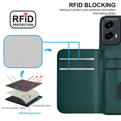 For Motorola Moto G 5G 2024 Rhombic Texture Card Bag RFID Phone Case with Long Lanyard(Green) by buy2fix