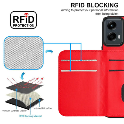 For Motorola Moto G 5G 2024 Rhombic Texture Card Bag RFID Phone Case with Long Lanyard(Red) by buy2fix