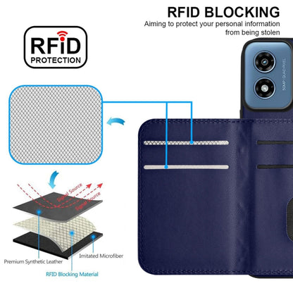 For Motorola Moto G Play 2024 5G Rhombic Texture Card Bag RFID Phone Case with Long Lanyard(Blue) by buy2fix