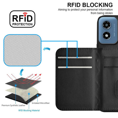 For Motorola Moto G Play 2024 5G Rhombic Texture Card Bag RFID Phone Case with Long Lanyard(Black) by buy2fix