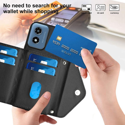 For Motorola Moto G Play 2024 5G Rhombic Texture Card Bag RFID Phone Case with Long Lanyard(Black) by buy2fix
