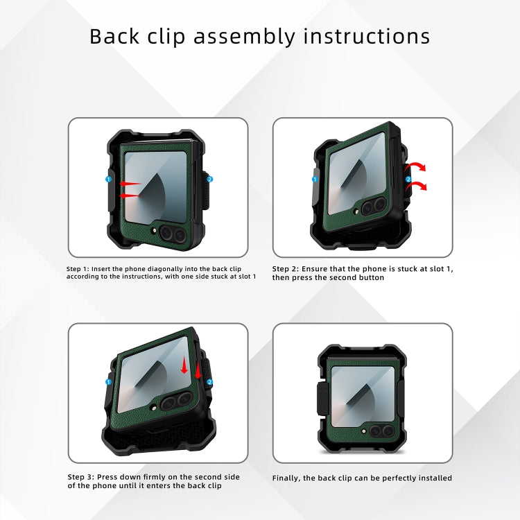 For Samsung Galaxy Z Flip6 / Flip7 FE PC Hybrid PU Leather Phone Case with Back Clip Holder(Brown) - Galaxy Z Flip6 5G Cases by buy2fix | Online Shopping UK | buy2fix