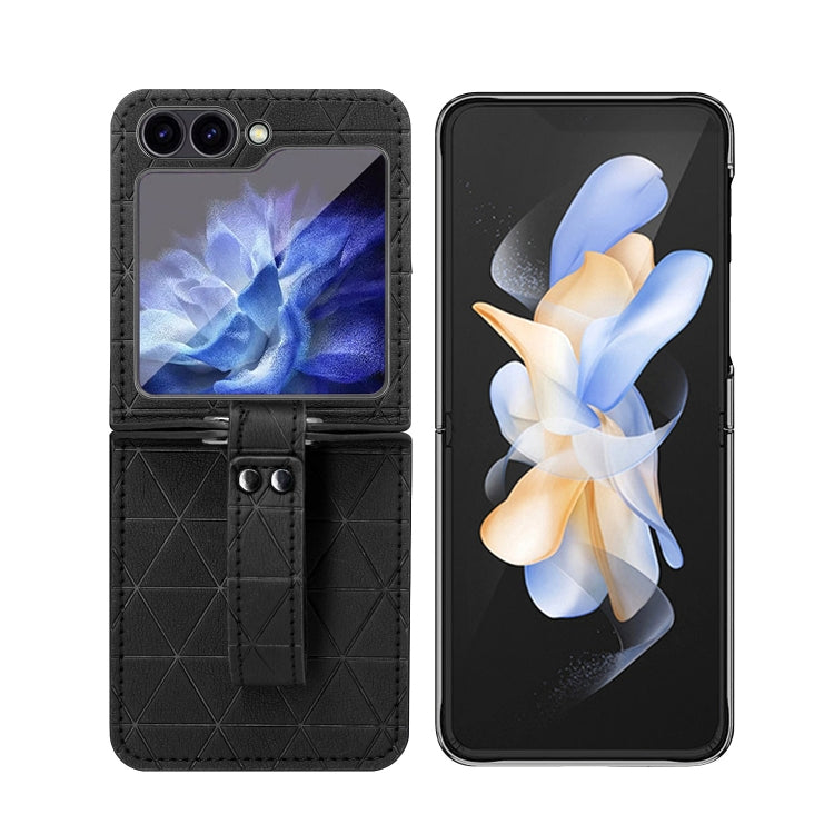 For Samsung Galaxy Z Flip5 Electroplating PC Hybrid PU Leather Phone Case with Wristband(White) - Galaxy Z Flip5 Cases by buy2fix | Online Shopping UK | buy2fix