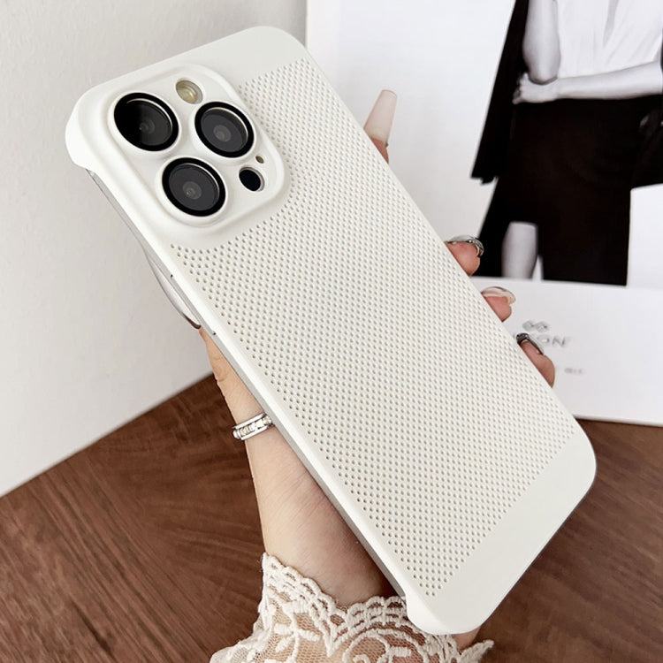 For iPhone 14 Pro Frameless Oil Spray PC Cooling Phone Case(White) - iPhone 14 Pro Cases by buy2fix | Online Shopping UK | buy2fix