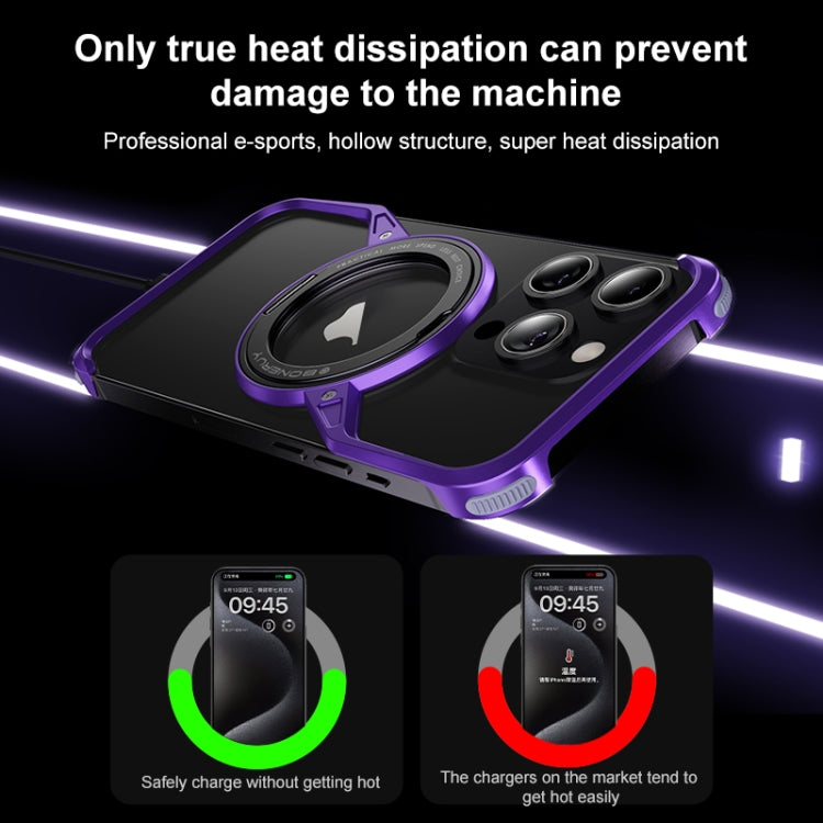 For iPhone 14 Pro Max Frameless Rotation Holder Magsafe Metal Phone Case(Dark Purple) - iPhone 14 Pro Max Cases by buy2fix | Online Shopping UK | buy2fix