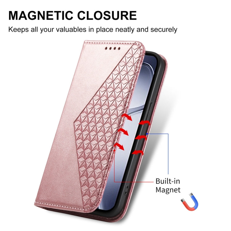 For Redmi K70 Ultra Cubic Grid Calf Texture Magnetic Leather Phone Case(Rose Gold) - Xiaomi Cases by buy2fix | Online Shopping UK | buy2fix