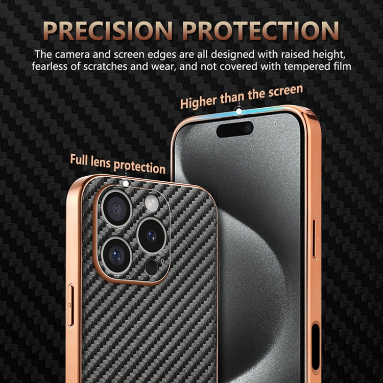 For iPhone 16 Pro AZNS Electroplated Edge Carbon Fiber Texture Phone Case(Black) - iPhone 16 Pro Cases by AZNS | Online Shopping UK | buy2fix