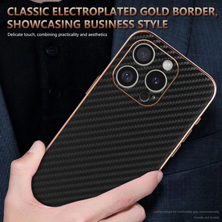 For iPhone 16 Pro AZNS Electroplated Edge Carbon Fiber Texture Phone Case(Black) - iPhone 16 Pro Cases by AZNS | Online Shopping UK | buy2fix