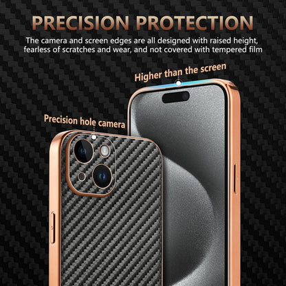 For iPhone 15 Plus AZNS Electroplated Edge Carbon Fiber Texture Phone Case(Black) - iPhone 15 Plus Cases by AZNS | Online Shopping UK | buy2fix